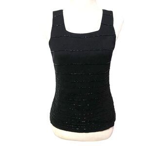 Ann Taylor Silk Black Embellished Sequin Beaded Casual Business Vest
